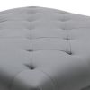 Ella 44 Inch Modern Ottoman, Deep Button Tufted, Gray Vegan Faux Leather