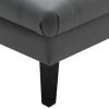 Ella 44 Inch Modern Ottoman, Deep Button Tufted, Gray Vegan Faux Leather