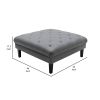 Ella 44 Inch Modern Ottoman, Deep Button Tufted, Gray Vegan Faux Leather