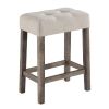 Cora 3 Piece Counter Height Table Set, Deep Tufted Stools, Brown, Beige