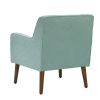 Kina 28 Inch Accent Chair, Teal Fabric, Button Tufted, Angled Wood Legs