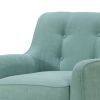 Kina 28 Inch Accent Chair, Teal Fabric, Button Tufted, Angled Wood Legs