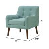 Kina 28 Inch Accent Chair, Teal Fabric, Button Tufted, Angled Wood Legs