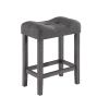 Dana 5 Piece Counter Height Table Set, Deep Tufted Stools, Smooth Gray