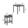 Dana 5 Piece Counter Height Table Set, Deep Tufted Stools, Smooth Gray