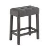 Elva 4 Piece Counter Height Table Set, Deep Tufted Stools, Smooth Gray