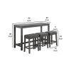 Elva 4 Piece Counter Height Table Set, Deep Tufted Stools, Smooth Gray