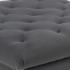 Aki 44 Inch Modern Wood Ottoman, Deep Button Tufted, Gray Velvet Fabric