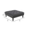 Aki 44 Inch Modern Wood Ottoman, Deep Button Tufted, Gray Velvet Fabric