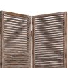 72 Inch 3 Panel Shutter Screen, Slatted Panels, Distressed Brown Finish