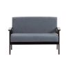 Gala 45 Inch Modern Loveseat Bench, Dark Gray Fabric, Jet Black Wood Frame