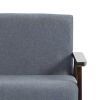 Gala 45 Inch Modern Loveseat Bench, Dark Gray Fabric, Jet Black Wood Frame