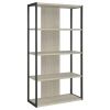 Dela 72 Inch Freestanding Bookcase, 4 Wooden Shelves, Whitewashed Gray