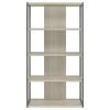 Dela 72 Inch Freestanding Bookcase, 4 Wooden Shelves, Whitewashed Gray