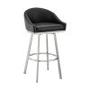 Sheryl 26 Inch Swivel Counter Stool Chair, Low Back, Black Faux Leather