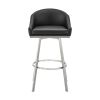 Sheryl 26 Inch Swivel Counter Stool Chair, Low Back, Black Faux Leather