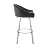 Sheryl 26 Inch Swivel Counter Stool Chair, Low Back, Black Faux Leather