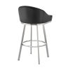 Sheryl 26 Inch Swivel Counter Stool Chair, Low Back, Black Faux Leather