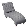 Amey 69 Inch Modern Chaise, Foam Padded, Button Tufted, Nailhead Trim, Gray