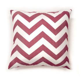 Zoe Contemporary Pillow, Red Chevron, Set of 2 (Color: Red & White)