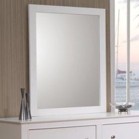 Fine Lined Transitional Mirror, White (Color: White)