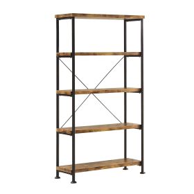 Rustically designed Bookcase With 4 Open Shelves (Color: brown)