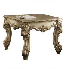 Wooden End Table in Gold Patina (Color: gold)