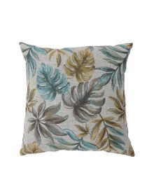 Contemporary Style Leaf Designed Set of 2 Throw Pillows, Blue (Color: Blue)