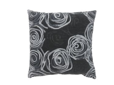 Contemporary Style Irregular Swirly Lines Set of 2 Throw Pillows, Black (Color: black)