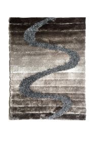 Contemporary Style Polyester Area Rug With cotton Backing, Gray (Color: Gray)