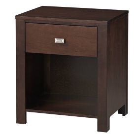 Wooden Nightstand with One Drawer and One Shelf, Brown (Color: brown)
