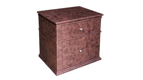 Leather Upholstered Wooden Nightstand with Two Drawers, Brown (Color: brown)