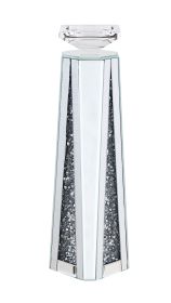Wood and Glass Candle Holder with Faux Crystal Inserts, Clear, Set of Two, Large (Color: Clear)