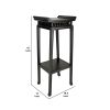 Wooden Pedestal Stand with Open Bottom Shelf, Antique Black