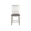 Wooden Counter Height Chair with Slatted Back, Set of 2, Antique White