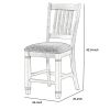 Wooden Counter Height Chair with Slatted Back, Set of 2, Antique White