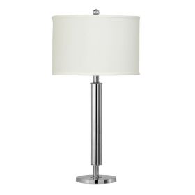 Metal Table Lamp with Tubular Support and Push Through Switch, Silver (Color: Silver)