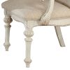 Rustic Wooden Arm Chair with Intricate Carvings, Set of 2, Antique White