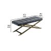 Cid 47 Inch Modern Velvet Bench, Padded Seat, Metal, Gray, Antique Brass