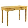 Roger 42 Inch Wood Console Side Desk, 2 Drawer, Spindle Legs, Yellow