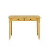 Roger 42 Inch Wood Console Side Desk, 2 Drawer, Spindle Legs, Yellow