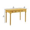 Roger 42 Inch Wood Console Side Desk, 2 Drawer, Spindle Legs, Yellow
