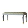 Hex 55 Inch Modern Bench, Upholstered Cushioned Seat, Wood, Beige, Gray