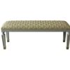 Hex 55 Inch Modern Bench, Upholstered Cushioned Seat, Wood, Beige, Gray
