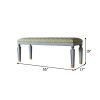 Hex 55 Inch Modern Bench, Upholstered Cushioned Seat, Wood, Beige, Gray