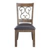 Eli 20 Inch Parson Style Dining Chair, Vegan Leather, Set of 2, Tan Brown