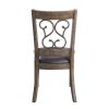 Eli 20 Inch Parson Style Dining Chair, Vegan Leather, Set of 2, Tan Brown