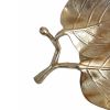 16 Inch Artisanal Dual Leaf Decorative Platter, Lightweight Aluminum, Gold