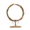 20 Inch Luxury Accent Candle Holder, Laurel Wreath, Metal Frame Gold Finish