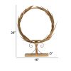 20 Inch Luxury Accent Candle Holder, Laurel Wreath, Metal Frame Gold Finish